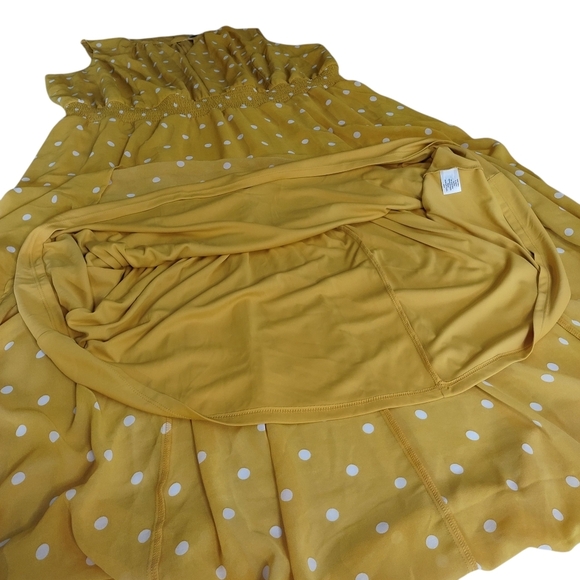 Lane Bryant Midi Dress Plus Size 18 Gold White Polka Dot high Low Sleeveless NWT - Picture 7 of 10